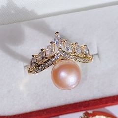 Nhẫn Ngọc Trai Tự Nhiên Dáng Vương Miện MADAME HIEN PEARLS Sang Trọng NN069