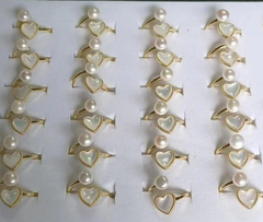 Nhẫn Ngọc Trai Tự Nhiên Phối Mặt Tim Xà Cừ MADAME HIEN PEARLS NN075