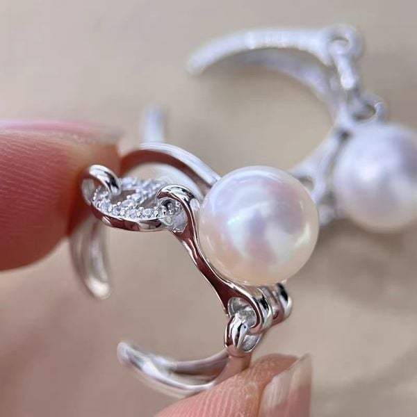 Nhẫn Ngọc Trai Tự Nhiên Mắt Xích Mũi Heo Con Nam Nữ MADAME HIEN PEARLS NN076