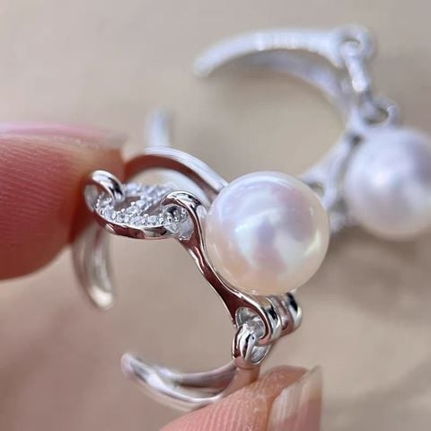 Nhẫn Ngọc Trai Tự Nhiên Mắt Xích Mũi Heo Con Nam Nữ MADAME HIEN PEARLS