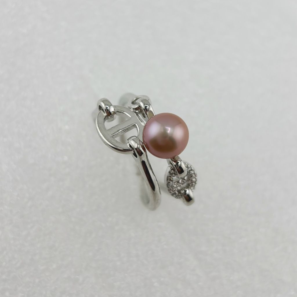 Nhẫn Ngọc Trai Tự Nhiên Mắt Xích Mũi Heo Con Nam Nữ MADAME HIEN PEARLS NN076