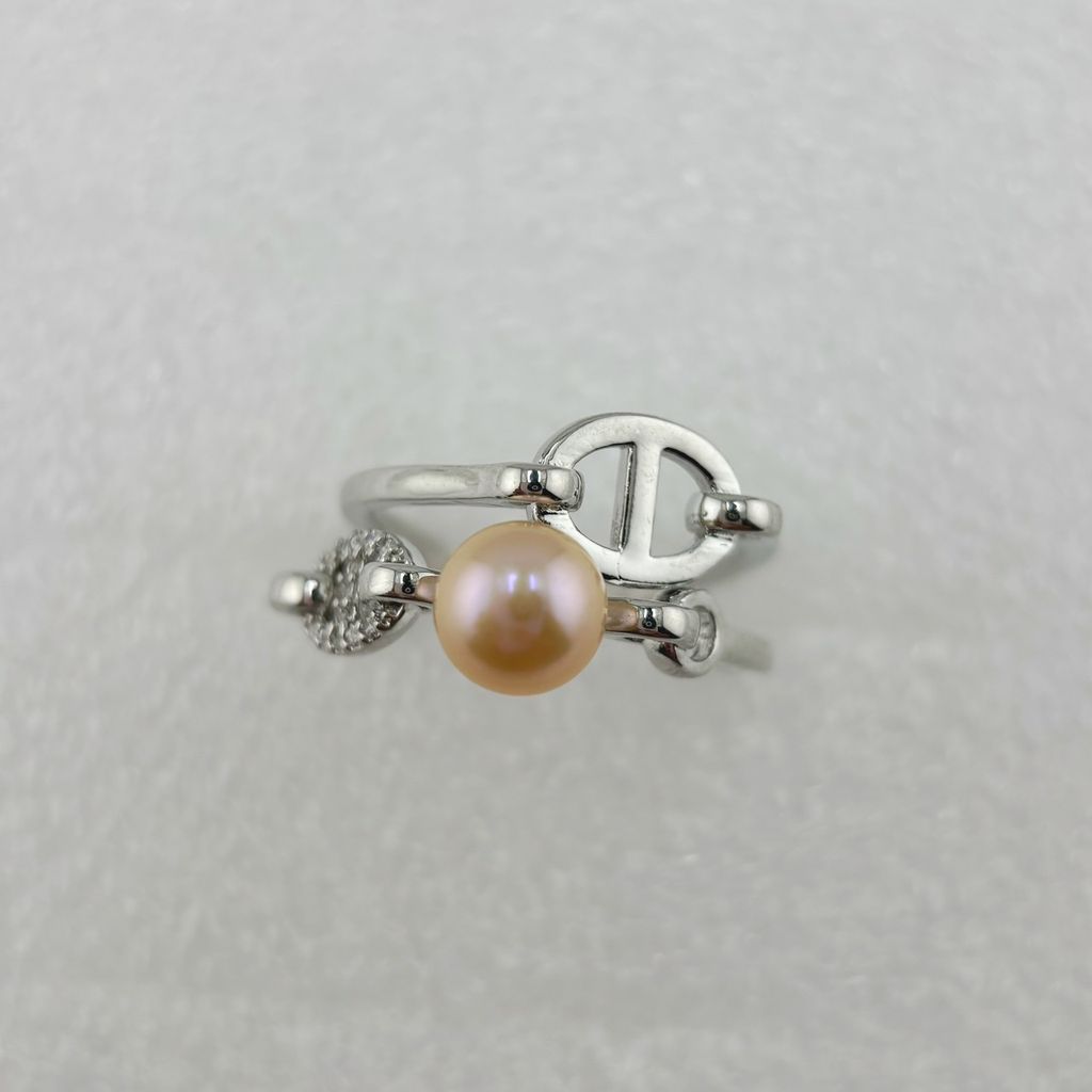 Nhẫn Ngọc Trai Tự Nhiên Mắt Xích Mũi Heo Con Nam Nữ MADAME HIEN PEARLS NN076