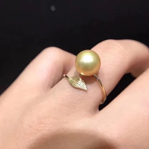 Nhẫn Ngọc Trai Tự Nhiên Mặt Lá Nhỏ Xinh Xắn MADAME HIEN PEARLS