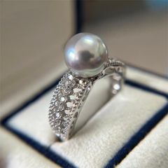 Nhẫn Ngọc Trai Tự Nhiên Khung Bạc Chạm Khắc Hoa Văn Cầu Kỳ Thời Trang Nam Nữ MADAME HIEN PEARLS NN080