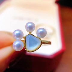 Nhẫn Ngọc Trai Tự Nhiên Dấu Chân Mèo Đáng Yêu MADAME HIEN PEARLS NN082