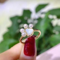 Nhẫn Ngọc Trai Tự Nhiên Dấu Chân Mèo Đáng Yêu MADAME HIEN PEARLS NN082