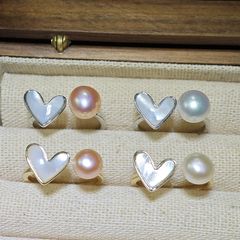 Nhẫn Ngọc Trai Tự Nhiên Mặt Trái Tim Xà Cừ Trắng MADAME HIEN PEARLS Thời Trang Nữ NN088