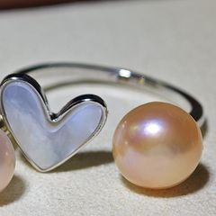 Nhẫn Ngọc Trai Tự Nhiên Mặt Trái Tim Xà Cừ Trắng MADAME HIEN PEARLS Thời Trang Nữ NN088