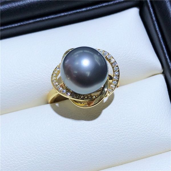 Nhẫn Ngọc Trai Đen Huyền Bí Tự Nhiên Bird Nest Micro Zircon MADAME HIEN PEARLS Cho Nữ NN092DV