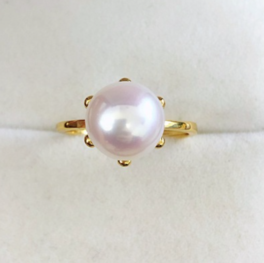 Nhẫn Ngọc Trai Mặt 6 Chấu Tối Giản MADAME HIEN PEARLS Cho Nữ NN094