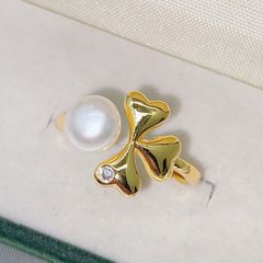 Nhẫn Ngọc Trai Tự Nhiên Mặt Bạch Quả Ginko 3 Lá Dễ Thương MADAME HIEN PEARLS Cho Nữ NN098