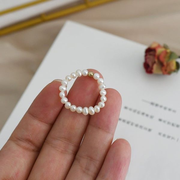 Nhẫn Chuỗi Ngọc Trai Tự Nhiên Nhí 3-4mm Mặt Bi Bạc s925 MADAME HIEN PEARLS Cho Nữ NT008
