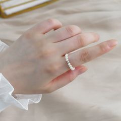 Nhẫn Chuỗi Ngọc Trai Tự Nhiên Nhí 3-4mm Mặt Bi Bạc s925 MADAME HIEN PEARLS Cho Nữ NT008