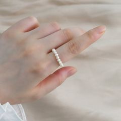 Nhẫn Chuỗi Ngọc Trai Tự Nhiên Nhí 3-4mm Mặt Bi Bạc s925 MADAME HIEN PEARLS Cho Nữ NT008