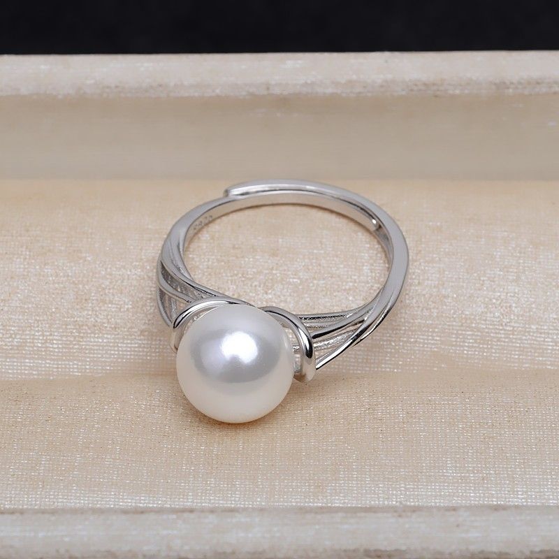 Nhẫn Bạc s925 Đính Ngọc Trai Edison Tròn Tự Nhiên Cao Cấp Dáng Ngọn Đuốc MADAME HIEN PEARLS NT021