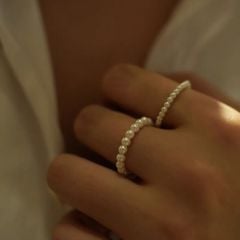Nhẫn Chuỗi Ngọc Trai Tự Nhiên Tí Hon 3-4mm đáng yêu MADAME HIEN PEARLS Cho Nữ NT008