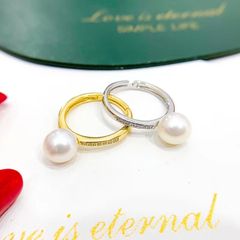 Nhẫn Bạc Ý s925 Ngọc Trai Tự Nhiên Tối Giản MADAME HIEN PEARLS NT011