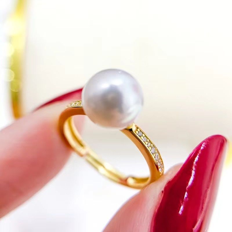 Nhẫn Bạc Ý s925 Ngọc Trai Tự Nhiên Tối Giản MADAME HIEN PEARLS NT011