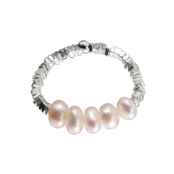 Nhẫn Chuỗi Ngọc Trai Tự Nhiên Tí Hon Phối Bạc Vỡ Đáng Yêu MADAME HIEN PEARLS NT012