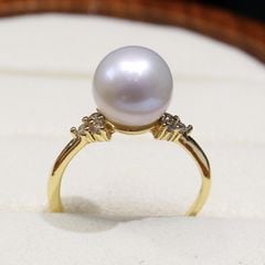 Nhẫn Ngọc Trai 9-10mm Tròn Tự Nhiên Cao Cấp Kiểu Dáng Tối Giản MADAME HIEN PEARLS NT013