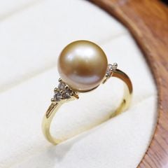 Nhẫn Ngọc Trai 9-10mm Tròn Tự Nhiên Cao Cấp Kiểu Dáng Tối Giản MADAME HIEN PEARLS NT013