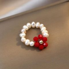 Nhẫn Nhân Ngọc Trai Tròn Phối Mặt Hoa Sắc Màu Sặc Sở Đáng Yêu MADAME HIEN PEARLS NT018