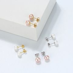 Bông tai Nụ Ngọc Trai Chuôi Bạc Ý s925 Madame Hien Pearls Thời trang tối giản BTN0BD056