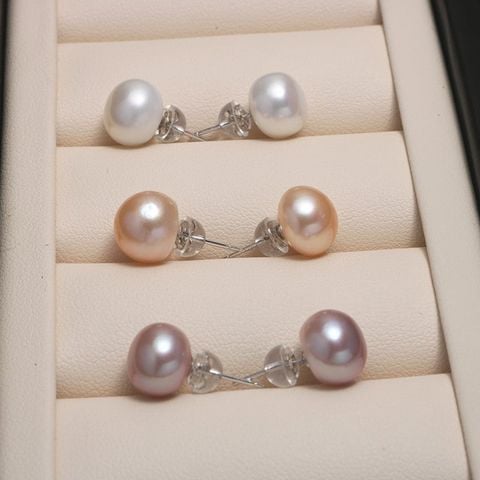 Bông tai Nụ Ngọc Trai Chuôi Bạc Ý s925 Madame Hien Pearls Thời trang tối giản