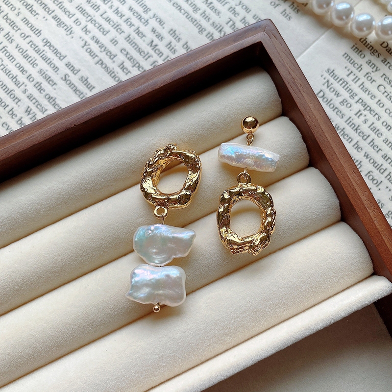 Bông Tai Ngọc Trai Nước Ngọt Tự Nhiên Baroque AB Hai Cách Đeo Sành Điệu Quý Phái cho nữ BTB018