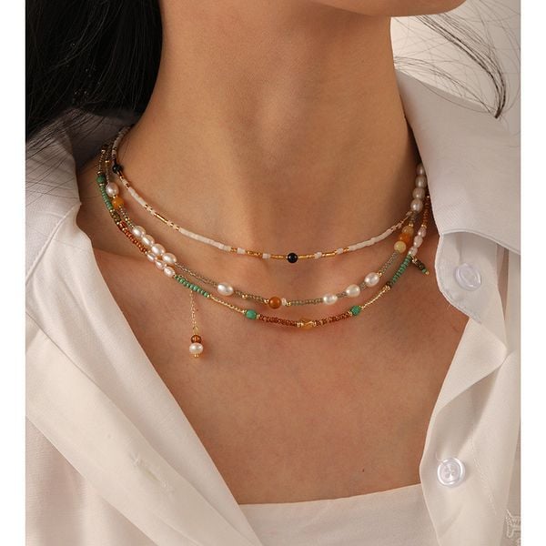 Vòng Cổ Choker Hạt Kê Điểm Hạt Ngọc Trai Tự Nhiên Phong Cách Bohemian Boho MADAME HIEN PEARLS CG036
