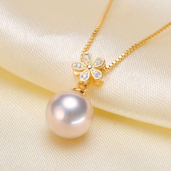 Mặt Vòng Cổ Đính Ngọc Trai 11-12mm Đơn Giản Tự Nhiên Hoa Mai 5 Cánh Tinh Tế Sang Trọng MADAME HIEN PEARLS  MT047