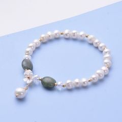 Vòng Tay Ngọc Trai Phối Hoa Mai Và Pha Lê Ngọt Ngào Kèm Cham Ngọc Bích và Hạt Ngọc Trai MADAME HIEN PEARLS Thời Trang Nữ  VTT058XL