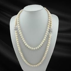 Vòng Cổ Ngọc Trai Hạt Tròn Tự Nhiên Dài 120cm Điểm 2 Khoá Bạc s925 Channel MADAME HIEN PEARLS CT040TR
