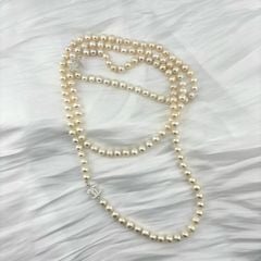 Vòng Cổ Ngọc Trai Hạt Tròn Tự Nhiên Dài 120cm Điểm 2 Khoá Bạc s925 Channel MADAME HIEN PEARLS CT040TR