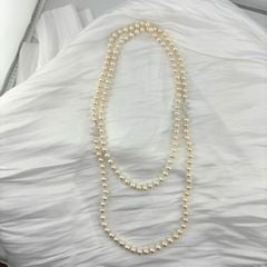 Vòng Cổ Ngọc Trai Hạt Tròn Tự Nhiên Dài 120cm Điểm 2 Khoá Bạc s925 Channel MADAME HIEN PEARLS CT040TR