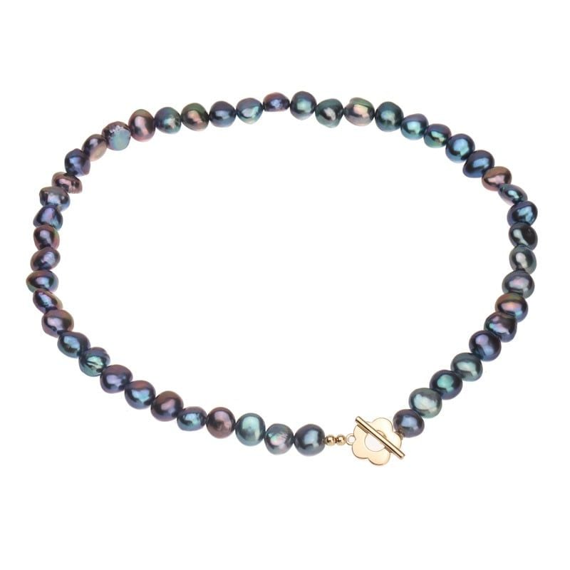 Bộ Vòng Cổ và Vòng Tay Ngọc Trai Hạt Baroque Đen Lông Công Ánh Xà Cừ Phối Khoá OT Hoa Mận MADAME HIEN PEARLS Cho Nữ SCB005D