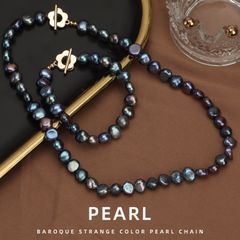 Bộ Vòng Cổ và Vòng Tay Ngọc Trai Hạt Baroque Đen Lông Công Ánh Xà Cừ Phối Khoá OT Hoa Mận MADAME HIEN PEARLS Cho Nữ SCB005D