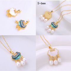 Vòng Cổ Ngọc Trai Tự Nhiên Mặt Đám Mây Trung Hoa Khảm Xà Cừ Vỏ Ốc Đáng Yêu MADAME HIEN PEARLS Cho Nữ MG033