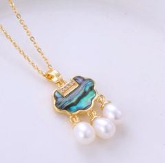 Vòng Cổ Ngọc Trai Tự Nhiên Mặt Đám Mây Trung Hoa Khảm Xà Cừ Vỏ Ốc Đáng Yêu MADAME HIEN PEARLS Cho Nữ MG033