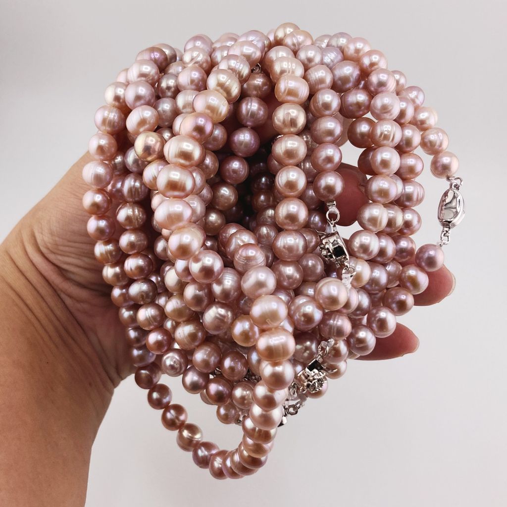 Bộ set Vòng cổ và Vòng Tay Ngọc Trai Tím Tự Nhiên 8-9mm Khoá Yên ngựa ST001TYN