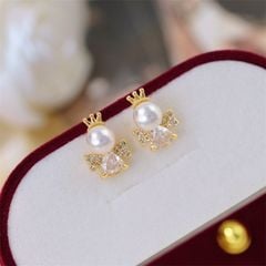 Bộ Trang Sức Bông Tai và Dây Chuyền Mặt Ngọc Trai Dáng Thiên Thần Lùn MADAME HIEN PEARLS Đáng Yêu Cho Nữ SPS109
