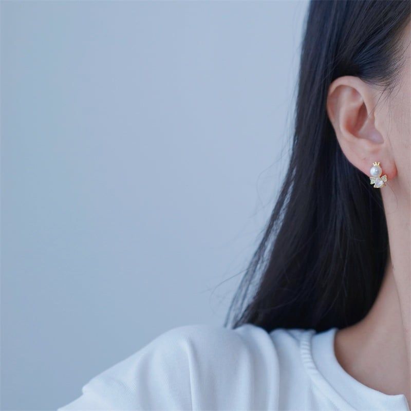 Bộ Trang Sức Bông Tai và Dây Chuyền Mặt Ngọc Trai Dáng Thiên Thần Lùn MADAME HIEN PEARLS Đáng Yêu Cho Nữ SPS109