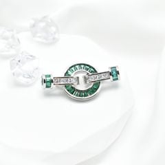 Chốt Khoá Cài Tròn Cho Vòng cổ Hoặc Vòng Tay Mạ Vàng 14k Đính Đá Pha Lê Xanh Lá Sang Trọng MADAME HIEN PEARLS PKKC009