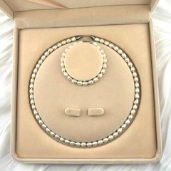 Bộ Vòng Cổ và Vòng Tay Ngọc Trai Gạo Tự Nhiên 7-8mm Hạt Nhăn Tự Nhiên MADAME HIEN PEARLS