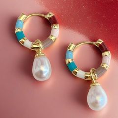 [Designer Jewelry] Bông Tai Mặt Hoạ Tiết Thiết Kế Vòng Tròn Đính Tua Rua Ngọc Trai Giọt Nước Tự Nhiên MADAME HIEN PEARLS Cho Nữ BTG159