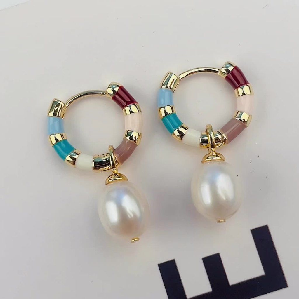 [Designer Jewelry] Bông Tai Mặt Hoạ Tiết Thiết Kế Vòng Tròn Đính Tua Rua Ngọc Trai Giọt Nước Tự Nhiên MADAME HIEN PEARLS Cho Nữ BTG159