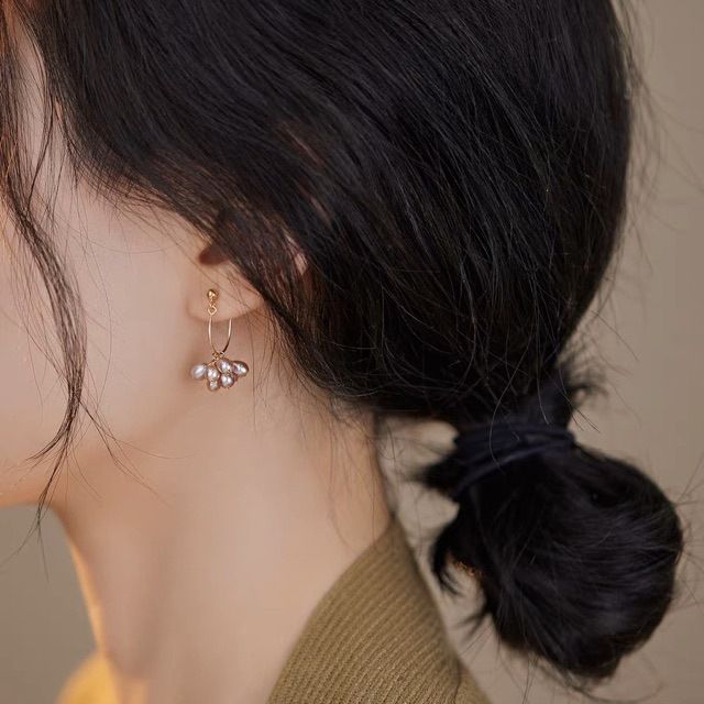 Bông Tai Ngọc Trai Khoá U Đính Tua Rua Chùm Ngọc Trai Giọt Nước MADAME HIEN PEARLS Cho Nữ