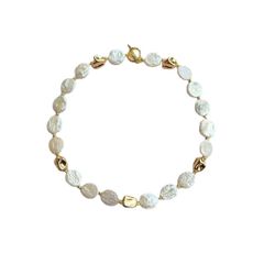 Designer Jewelry Vòng Cổ Ngọc Trai Baroque Hạt Đồng Xu Tròn Không Đều Phối Hạt Cham Kim Cá Tính MADAME HIEN PEARLS Cho Nữ CB049
