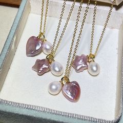 Mặt Dây Chuyền Ngọc Trai Baroque Tự Nhiên Hình Trái Tim Phối Viên Ngọc Trai Giọt Nước MADAME HIEN PEARLS MB035