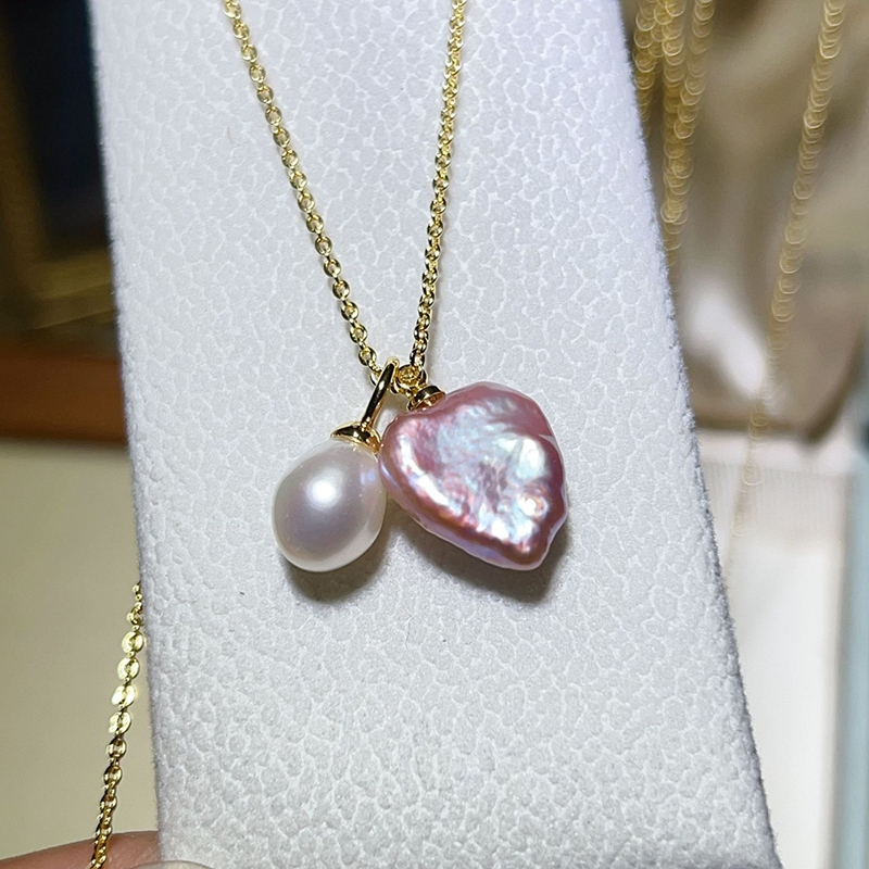 Mặt Dây Chuyền Ngọc Trai Baroque Tự Nhiên Hình Trái Tim Phối Viên Ngọc Trai Giọt Nước MADAME HIEN PEARLS MB035